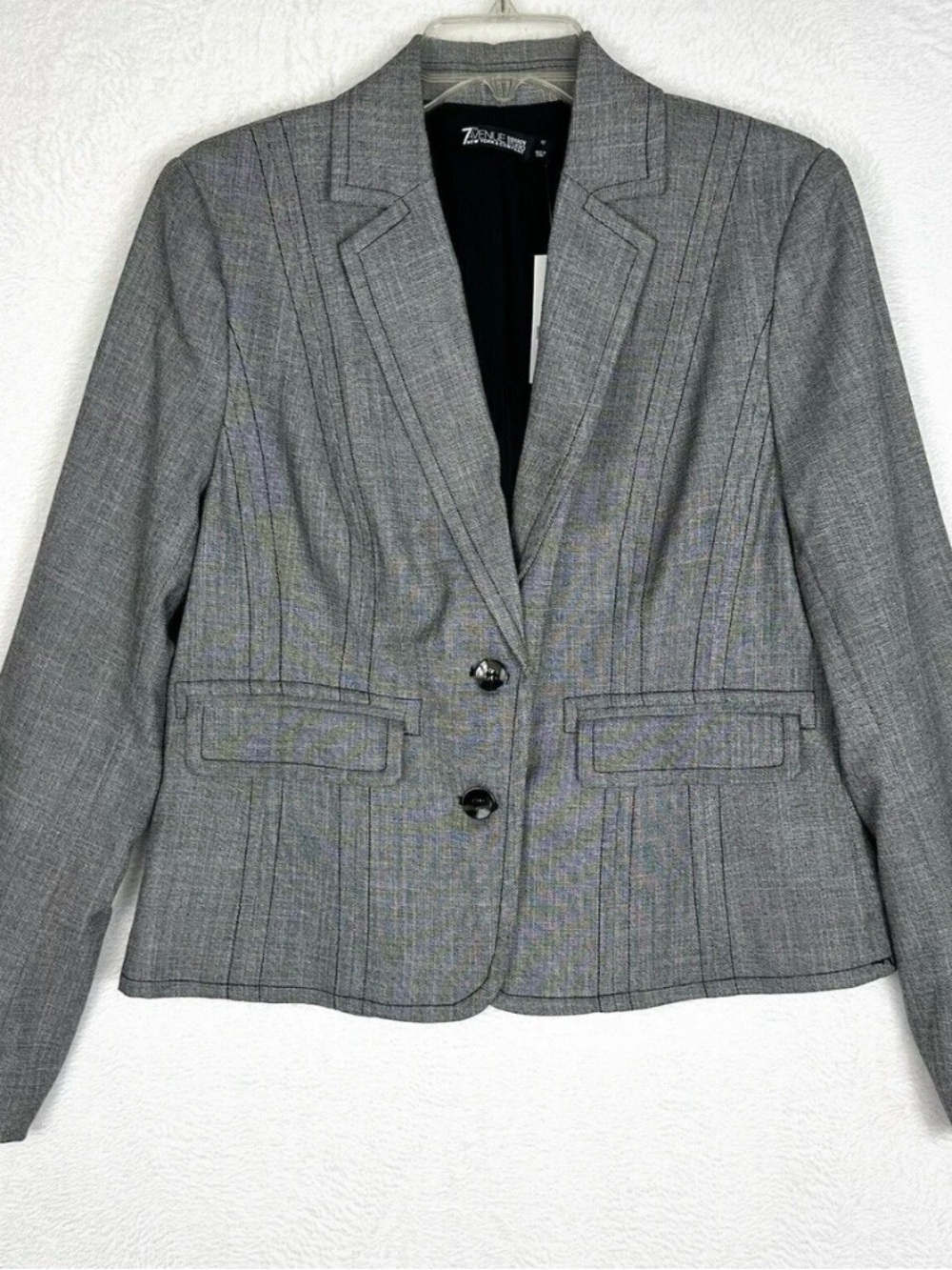 0055New York & Company Gray Two-Button Tailored Blazer